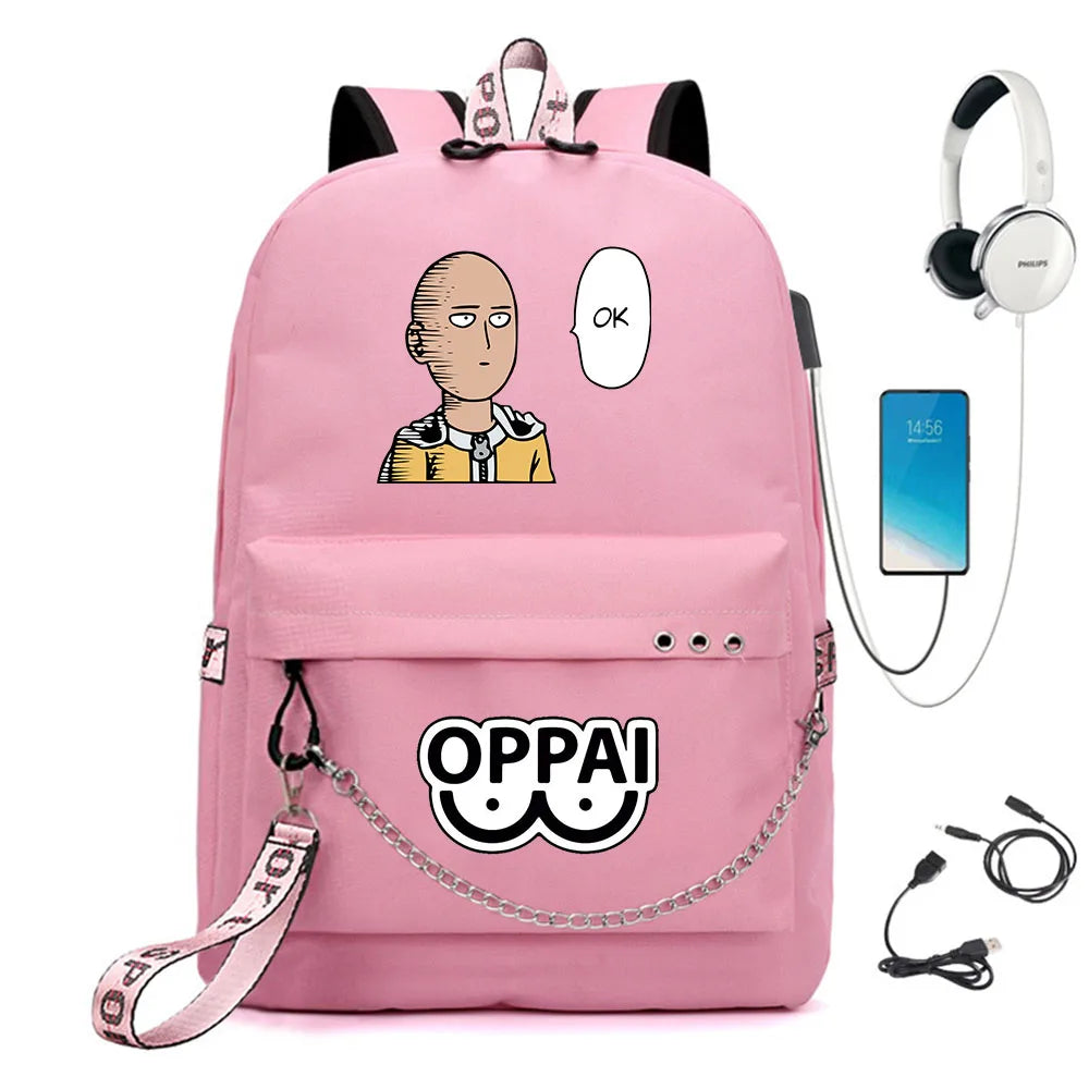 One Punch-Man USB Charge Schoolbag Cartoon Backpack