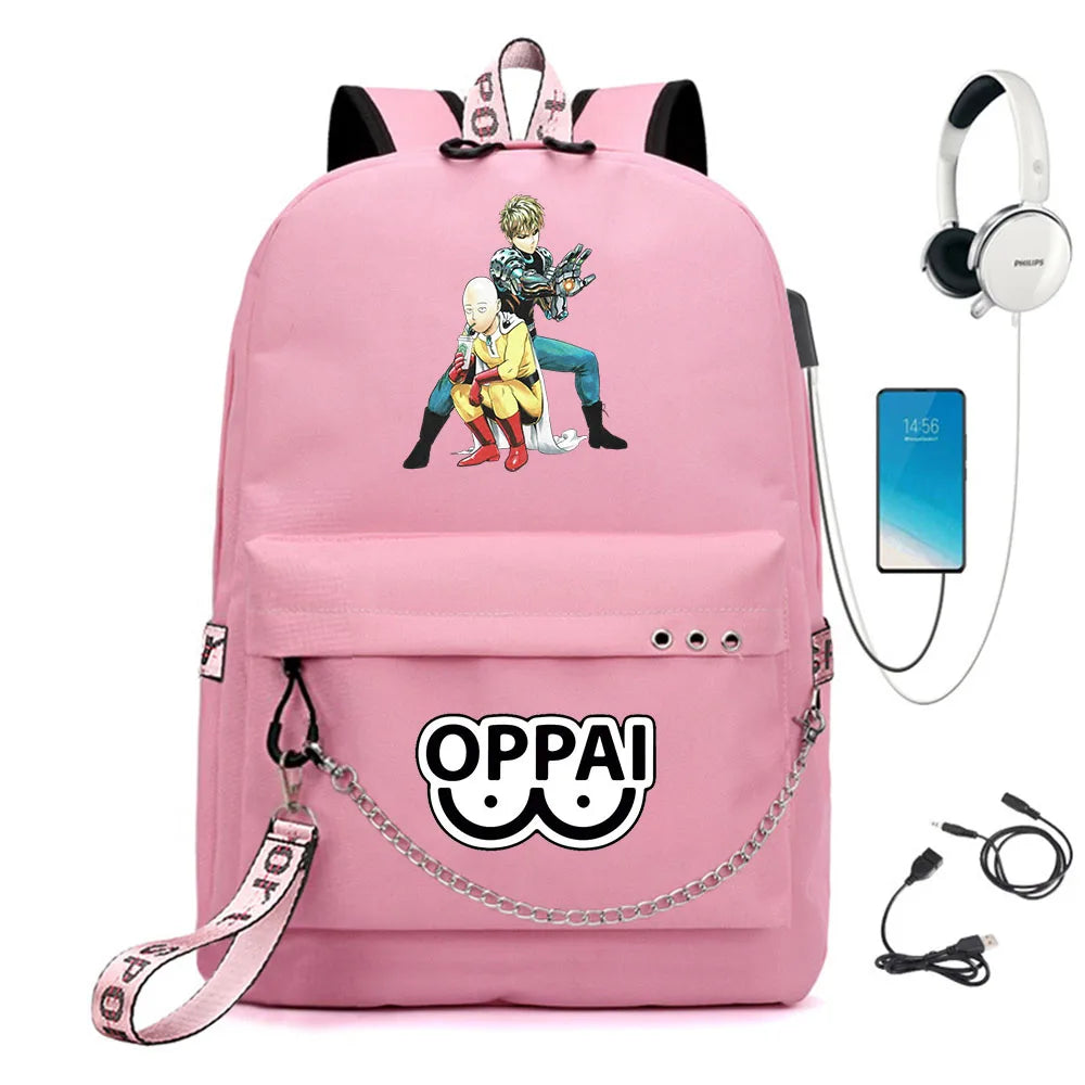 One Punch-Man USB Charge Schoolbag Cartoon Backpack