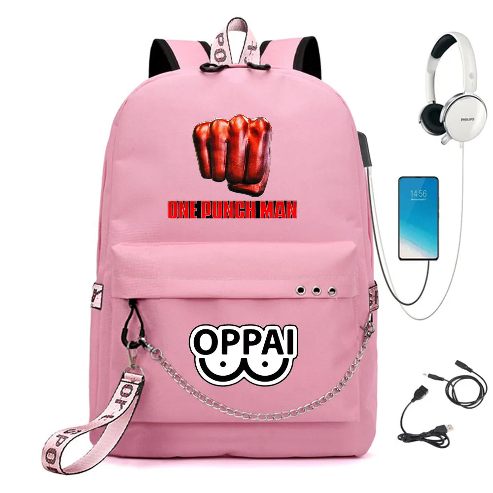 One Punch-Man USB Charge Schoolbag Cartoon Backpack