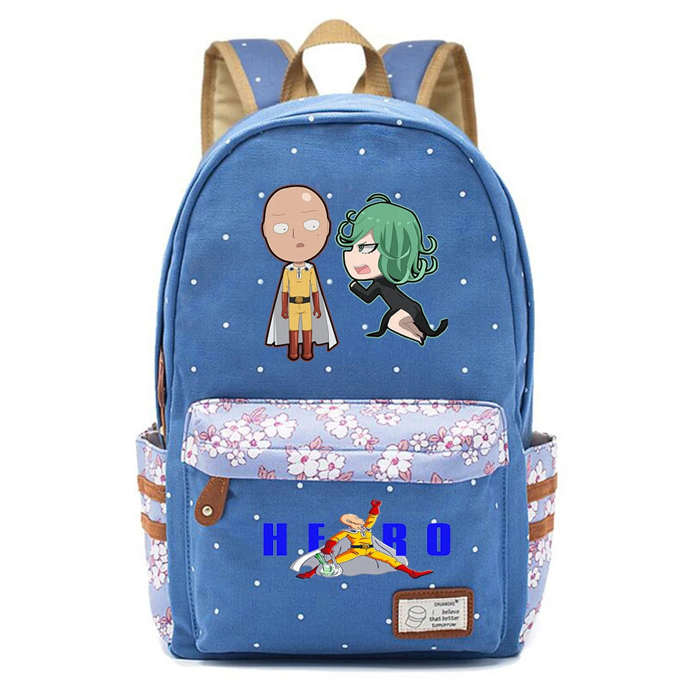 One Punch-Man Zipper Print Backpack Student Schoolbag