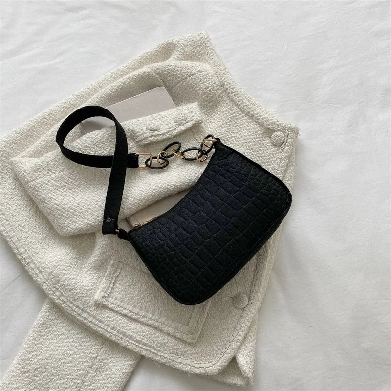 Crocodile Felt One Shoulder Bag Women's Handbag