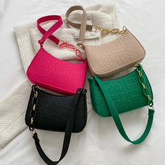 Crocodile Felt One Shoulder Bag Women's Handbag
