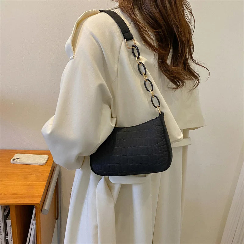 Crocodile Felt One Shoulder Bag Women's Handbag