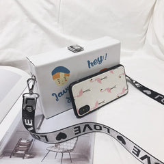 One-shoulder Wide Strap Stamp Print Box Bag