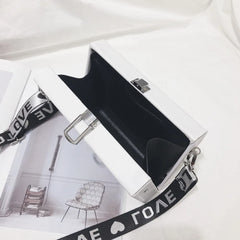 One-shoulder Wide Strap Stamp Print Box Bag