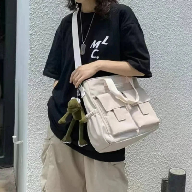 Waterproof Large Capacity Canvas Crossbody Bag for School College