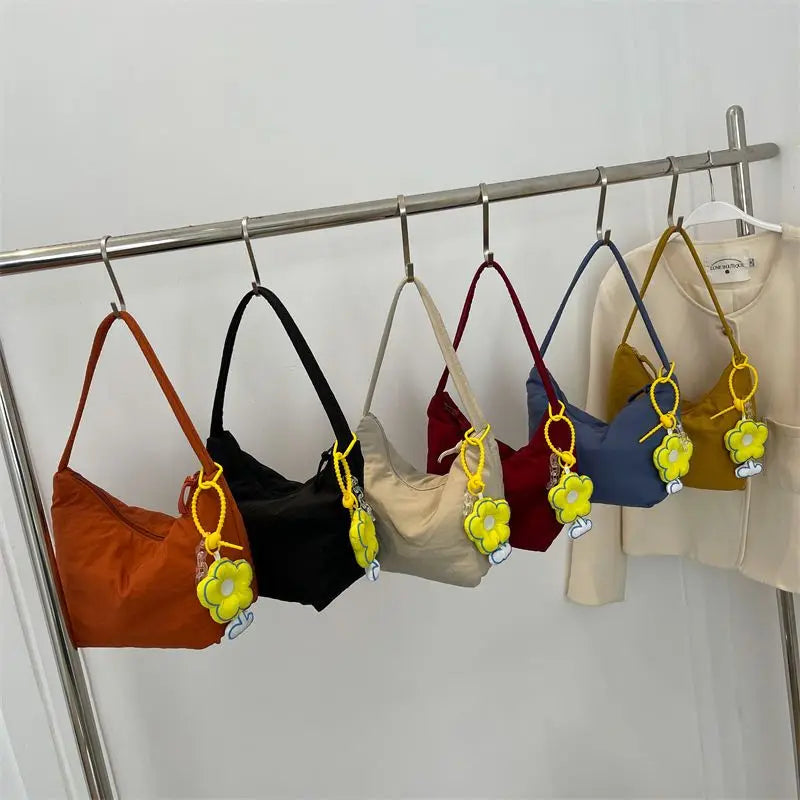 Small Orange Canvas Shoulder Bag for Women