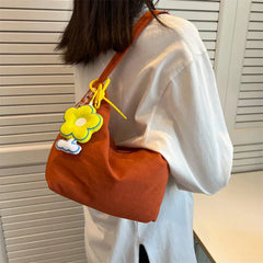 Small Orange Canvas Shoulder Bag for Women