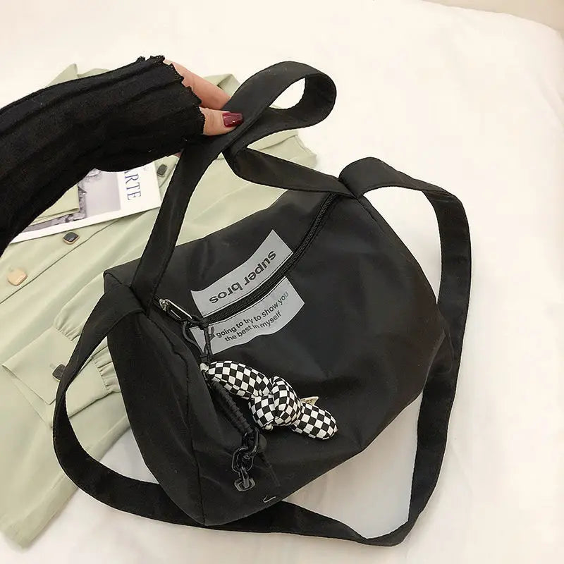 Orange Nylon Shoulder Bag for Women - Large Capacity Crossbody Bag