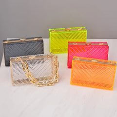 Orange Clutch Purse Acrylic Bag Chain Crossbody Clear Women's Handbags