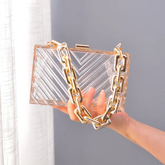 Orange Clutch Purse Acrylic Bag Chain Crossbody Clear Women's Handbags