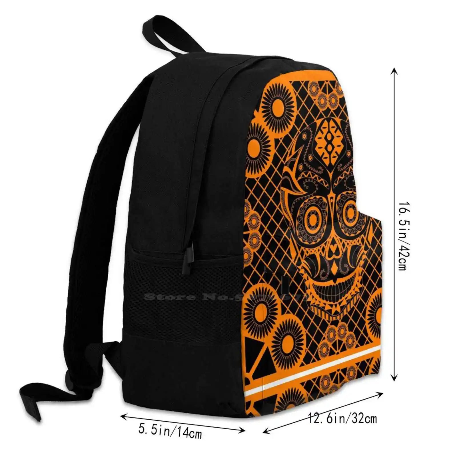 Orange Skull Ecopop Travel Laptop School Backpack Bag