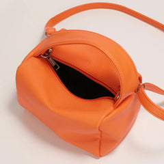 Orange Square Tote Tofu Bag Soft Handle PU Leather Women Handbag