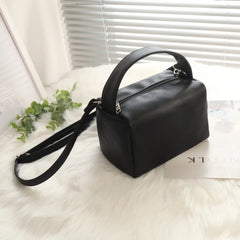 Orange Square Tote Tofu Bag Soft Handle PU Leather Women Handbag