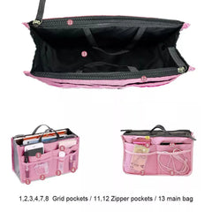 Nylon Travel Organizer Handbag Purse Large Liner Makeup Bag