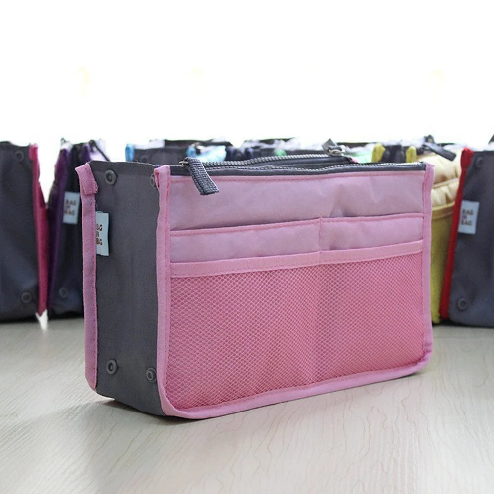 Women Organizer Insert Bag Large Cosmetic Purse Travel Makeup Tote Wallet