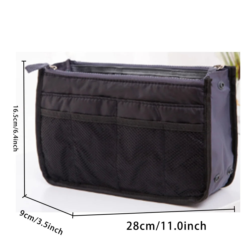 Women Organizer Insert Bag Large Cosmetic Purse Travel Makeup Tote Wallet
