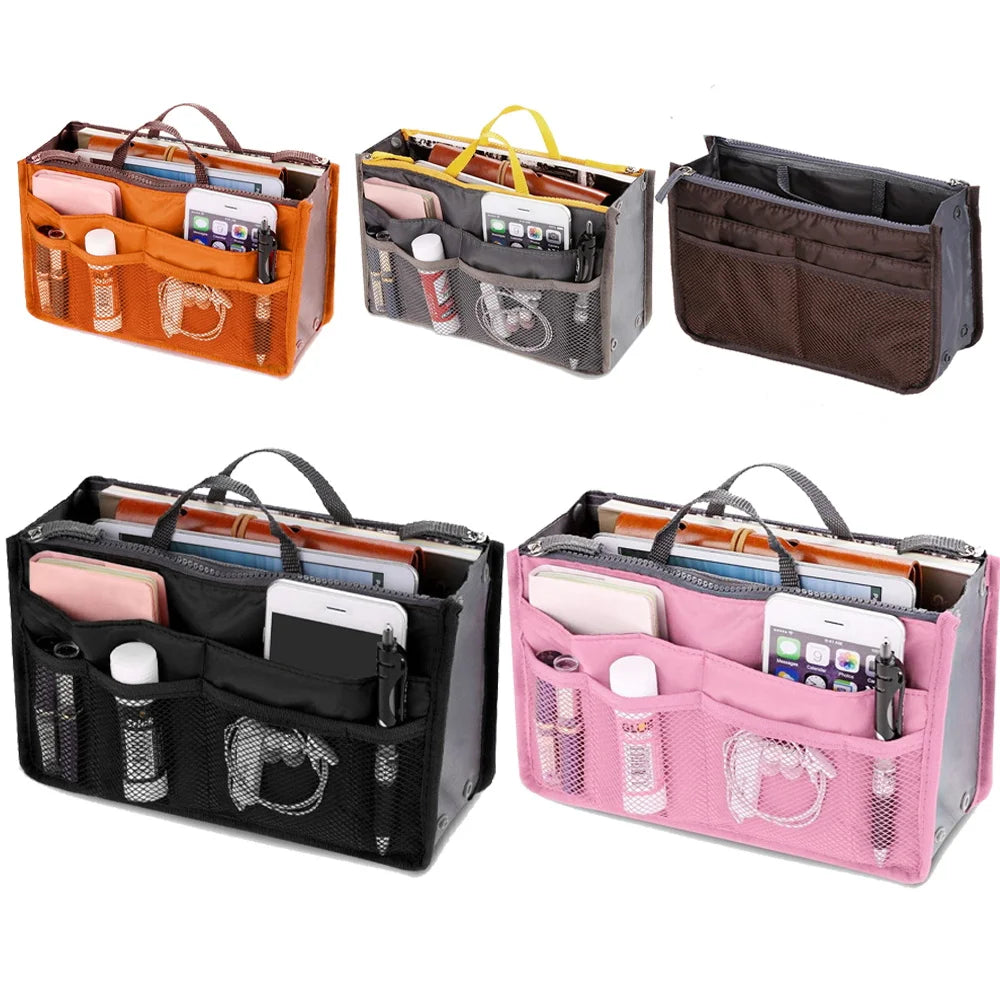 Women Organizer Insert Bag Large Cosmetic Purse Travel Makeup Tote Wallet