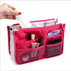 Women Nylon Travel Insert Organizer Handbag Purse Large liner Lady Makeup Bag