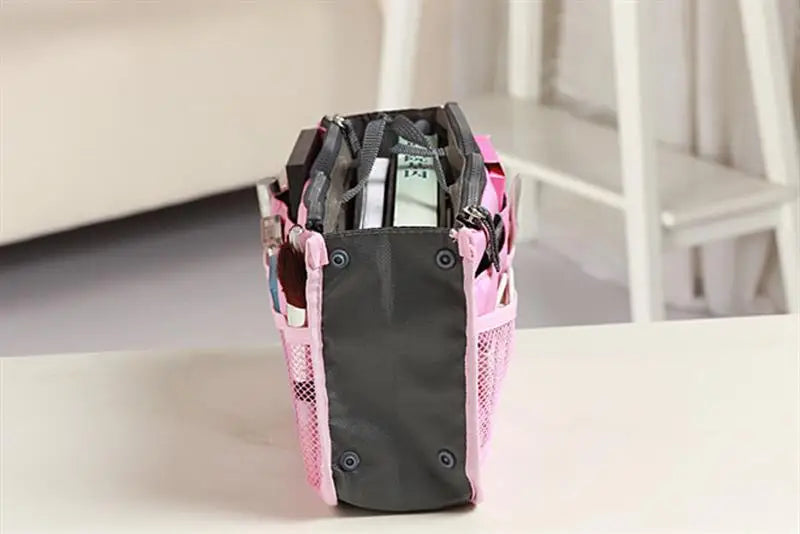 Women Nylon Travel Insert Organizer Handbag Purse Large liner Lady Makeup