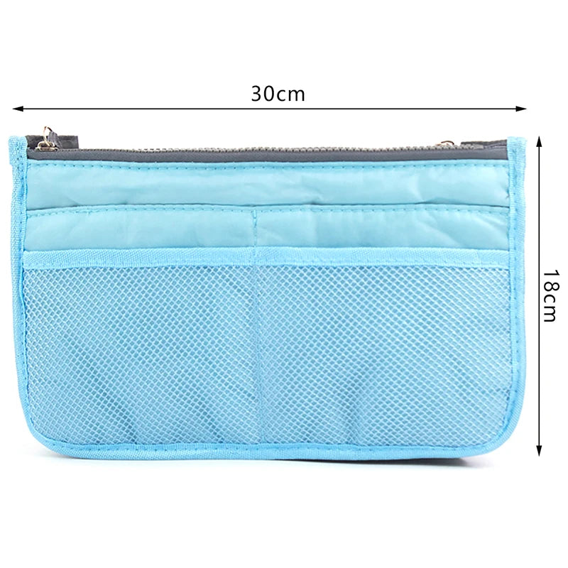 Women Nylon Travel Insert Organizer Handbag Purse Large liner Lady Makeup Bag