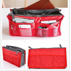 Women Nylon Travel Insert Organizer Handbag Purse Large liner Lady Makeup