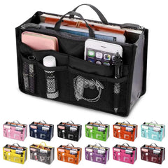 Women Nylon Travel Insert Organizer Handbag Purse Large liner Lady Makeup