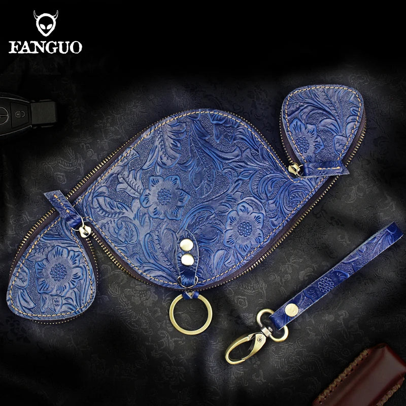 Leather Men Women Key Bag Small Business Key Case Cow Leather Housekeeper Purse