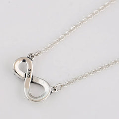 Sparkling Infinity Crystal Necklace 925 Sterling Silver Women Party Gift