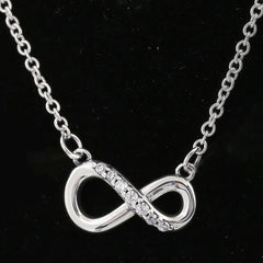 Sparkling Infinity Crystal Necklace 925 Sterling Silver Women Party Gift
