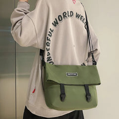 Retro Shoulder Bag Couple Solid Messenger Bag Student Casual Function Sports