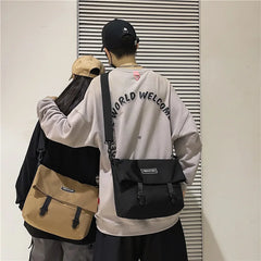 Retro Shoulder Bag Couple Solid Messenger Bag Student Casual Function Sports