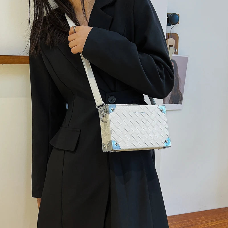 Minimalist PU Women Soft Mini Handbag Square Neutral Shoulder Bag