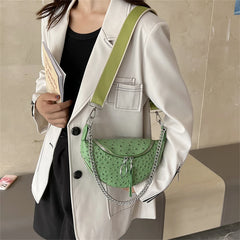 Ostrich Pattern Small Hobos Bag Leather Shoulder Crossbody Women Handbags