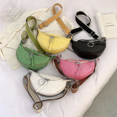 Ostrich Pattern Small Hobos Bag Leather Shoulder Crossbody Women Handbags