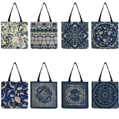 Chinoiserie Floral Shoulder Bag Handbag High Capacity Tote Bag