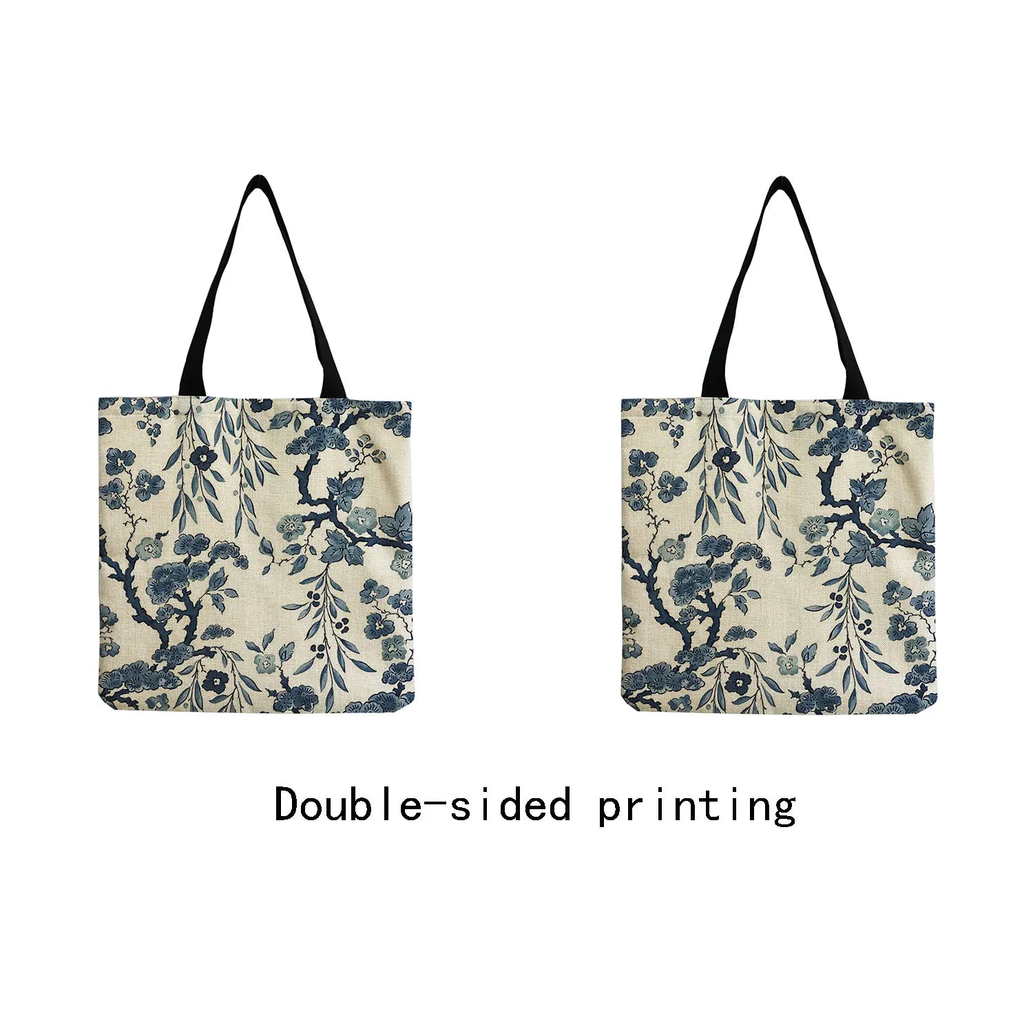 Chinoiserie Floral Shoulder Bag Handbag High Capacity Tote Bag
