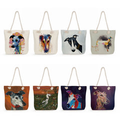 Dalmatians Graphic Women Shoulder Bags Portable Cat Dog Print Shopping Bags