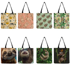 Foldable Sloth Print Women's Shoulder Bag Eco Friendly