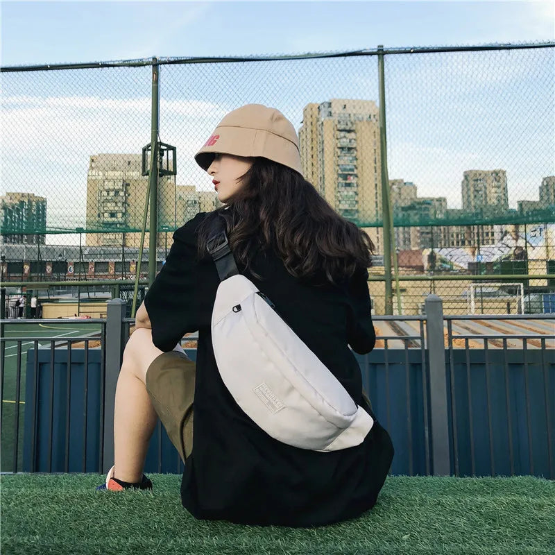 Waterproof Canvas Waist Bag Pack for Men Women Casual Travel Phone Belt Bag