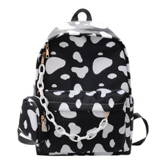 Nylon School Backpacks Girls Cow Letter Print Shoulder Bags