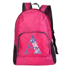 Purple Flower Letter Print Outdoor Sports Backpack