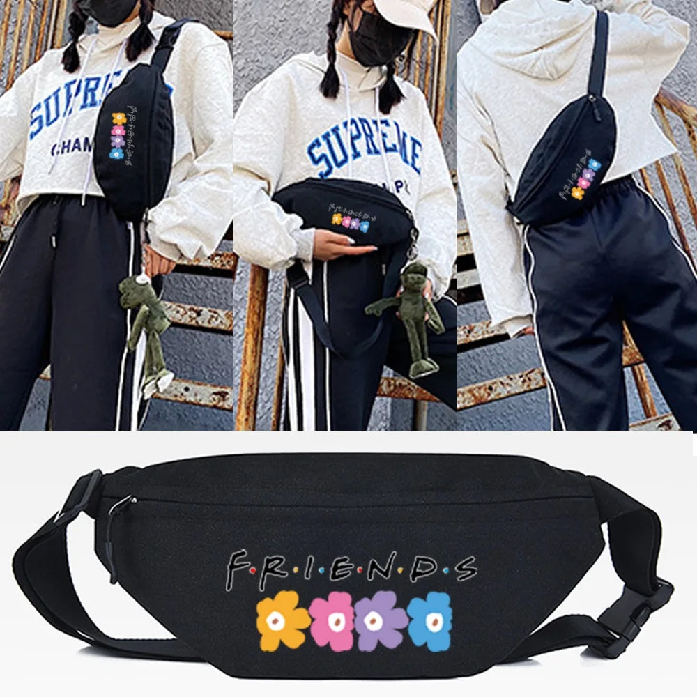 Outdoor Sports Waist Bags Six People Print Chest Packs Men Women Hiking Cycling