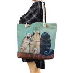 Eco Foldable Handbags Pug Dog Print Reusable Shopping Bags