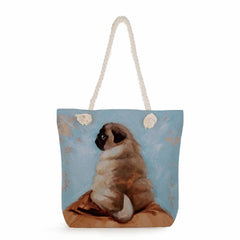 Eco Foldable Handbags Pug Dog Print Reusable Shopping Bags