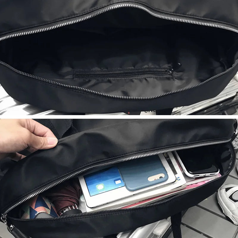 Waterproof Gym Bag with Shoe Compartment - Black