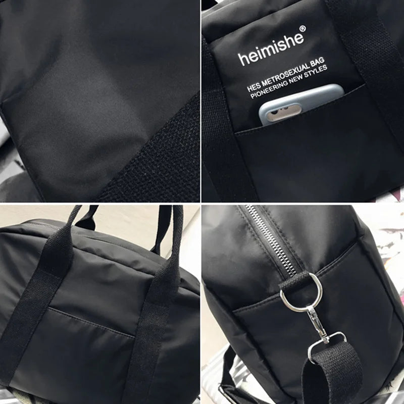 Waterproof Gym Bag with Shoe Compartment - Black