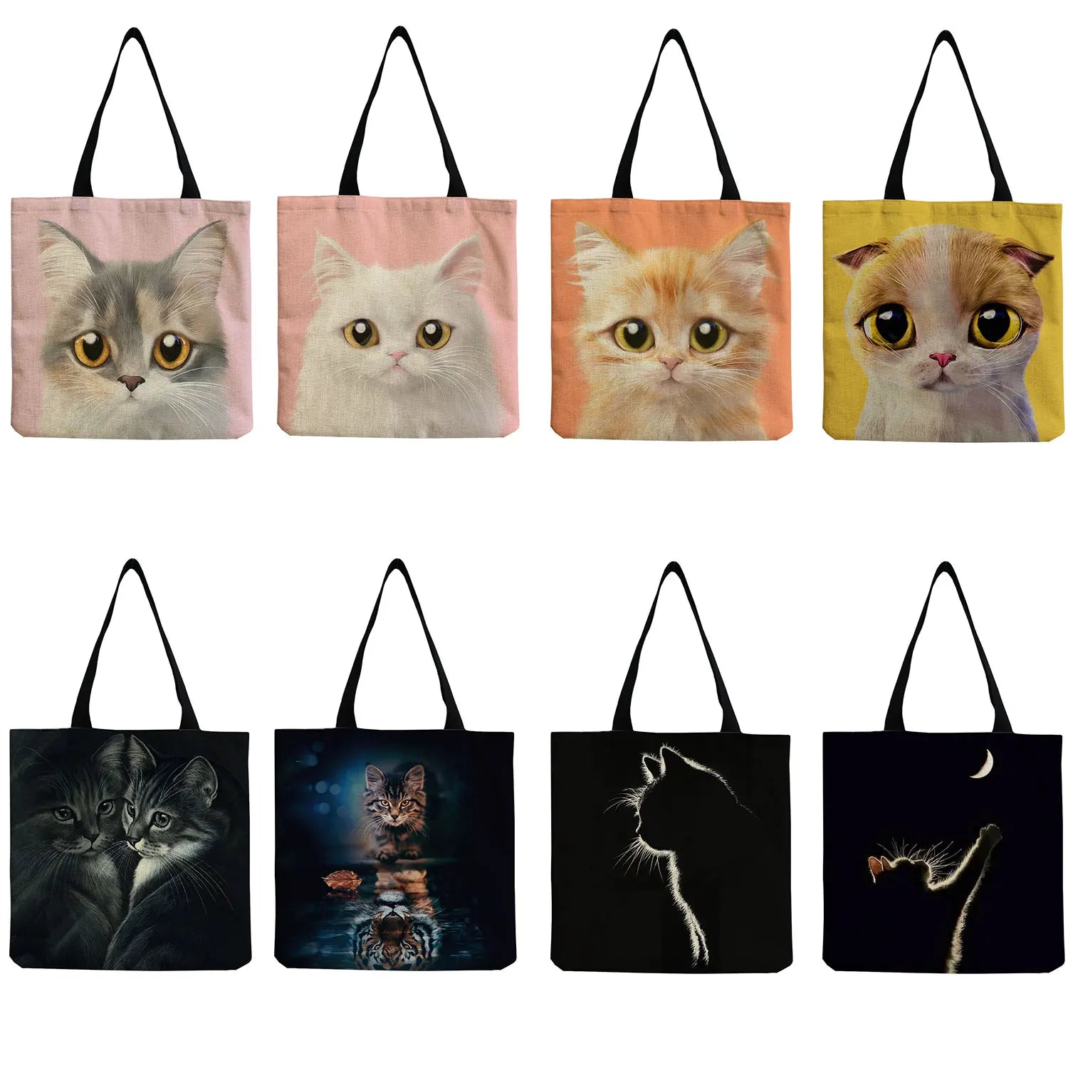3D Cats Print Eco-Friendly Beach Bag Tote