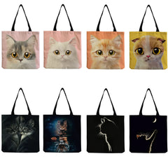 3D Cats Print Eco-Friendly Beach Bag Tote