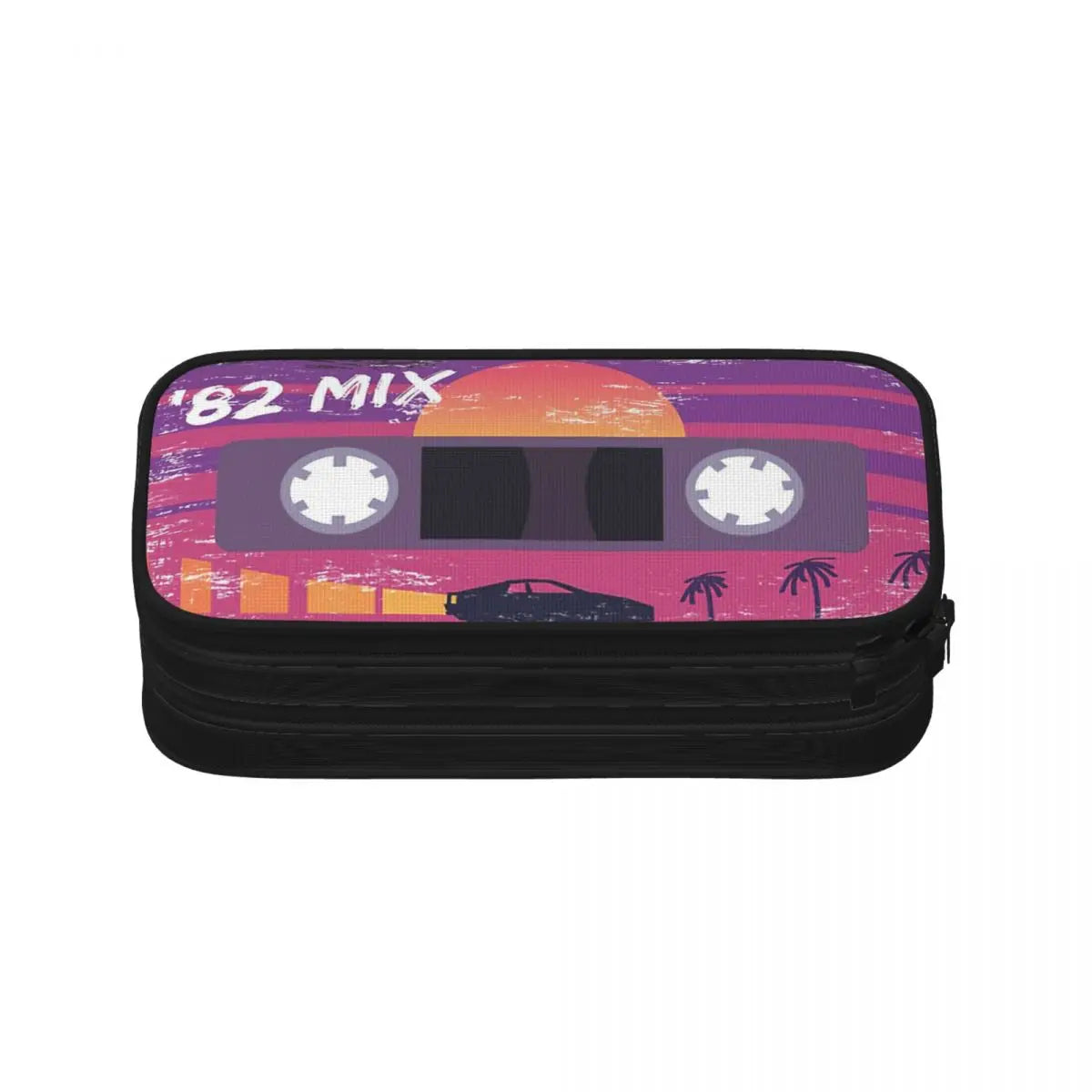 Outrun Retro Cassette Tape Pen Box Student School Anime Zipper Pen Bag